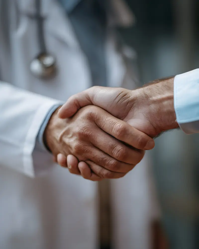 Médico cumprimentando paciente